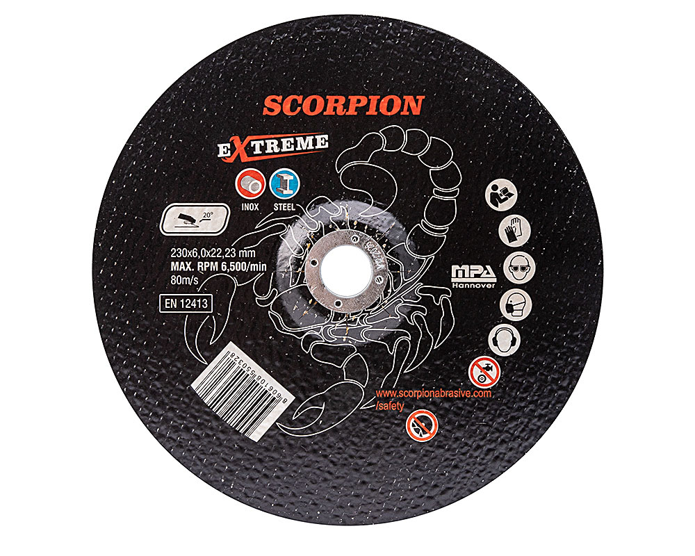 Абразивный шлифовальный диск Scorpion EXTREME 230x6,0x22мм Metal+Inox

