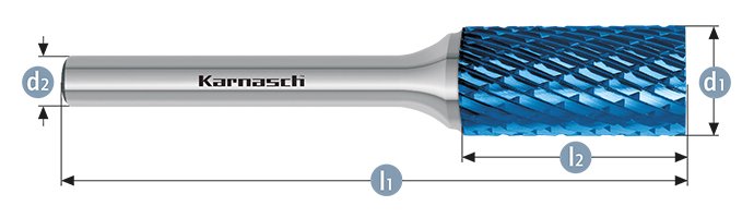 Борфреза цилиндр с гладким торцом, покрытие BLUE-TEC, арт.115001075
