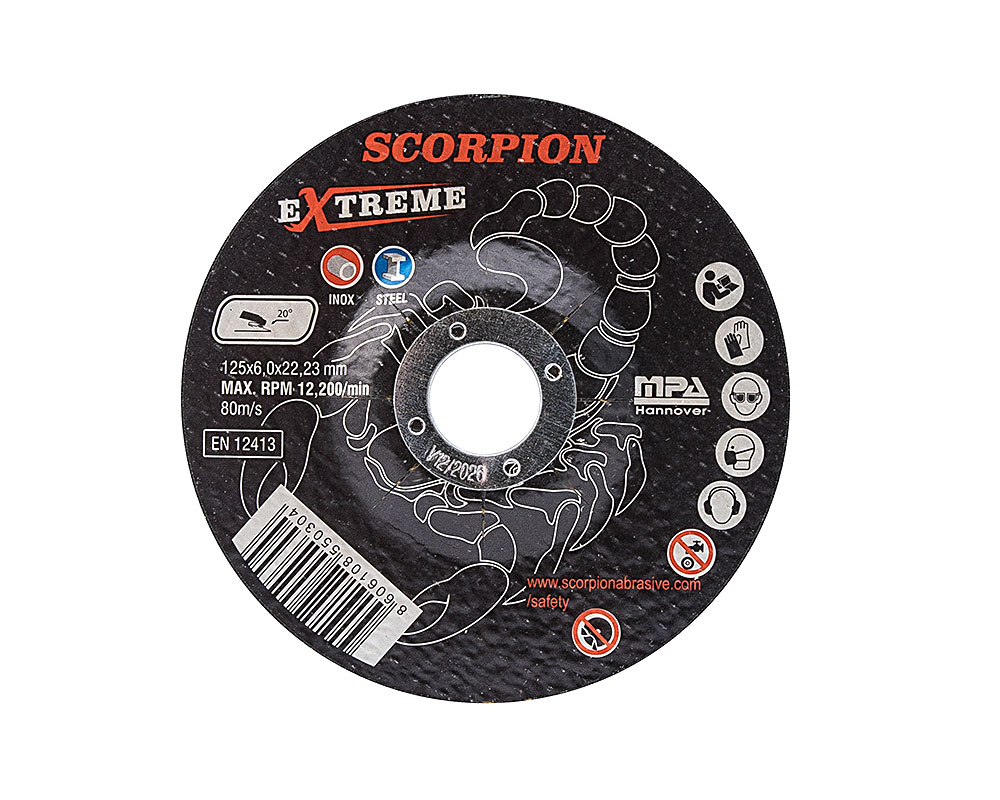 Абразивный шлифовальный диск Scorpion EXTREME 125x6,0x22мм Metal+Inox
